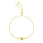 Evil Eye Bracelet 14K Gold - Adjustable, Bolo Type