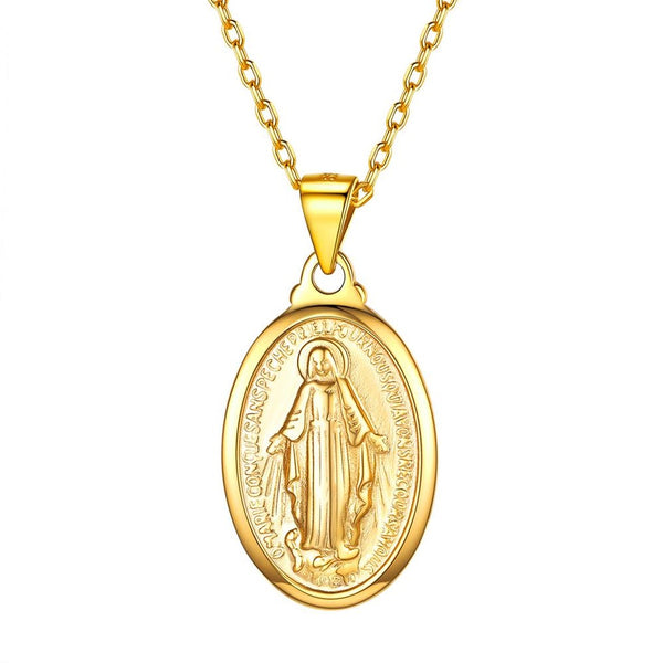 Classic Enamel Candy Colors Oval Shiny Rhinestone Inlaid Virgin Mary  Pendant Necklace Women | Womens necklaces, Retro jewelry, Party necklace