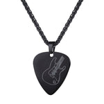 Guitar Pick Necklace - Black Stainless Steel