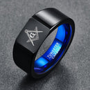 Masonic Ring Black Tungsten Carbide