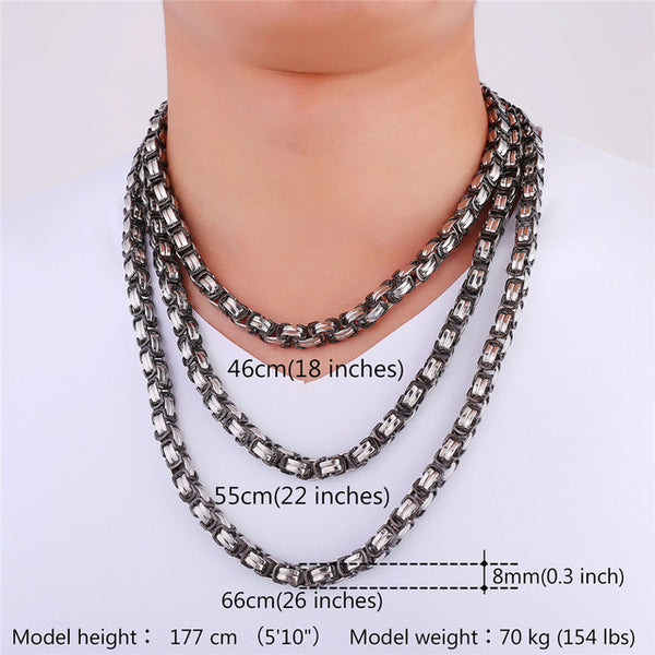 Stainless Steel Link Chain | 3mm | Silver, Black or Gold Silver 26 (66cm)