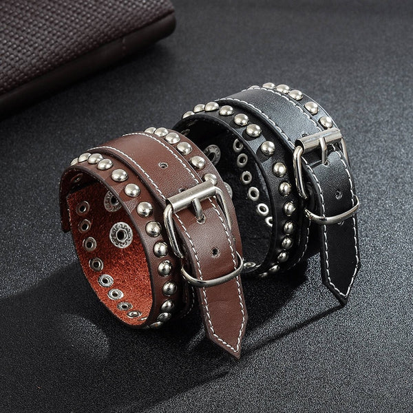 Men Bracelet Wide Leather Bracelet Cuff for Men Mens 