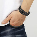 Tiered Multi Strand Leather Bracelet for Men