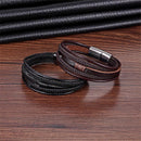 Tiered Multi Strand Leather Bracelet for Men