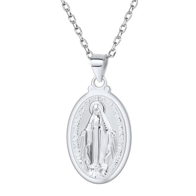 Necklace With Silver Virgin Mary Pendant – Kompsós