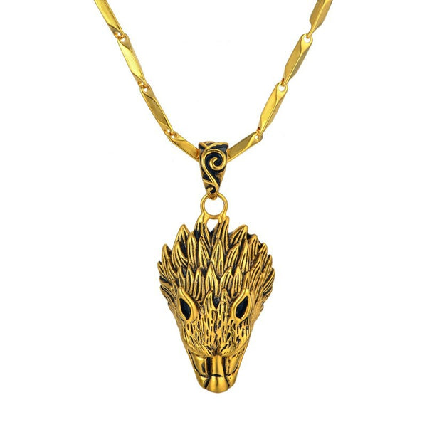 Men v Necklace 18k Gold Plated Stainless Steel 